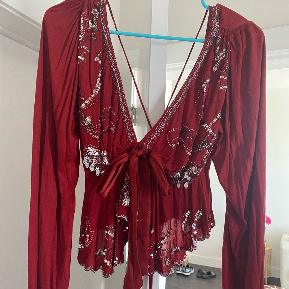 Free People Beaded Blouse